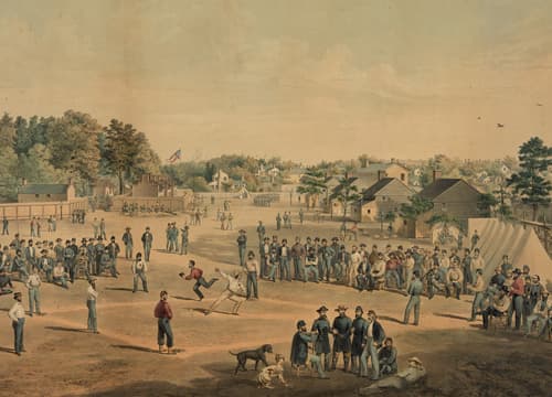 Early baseball game scene from a historical illustration.