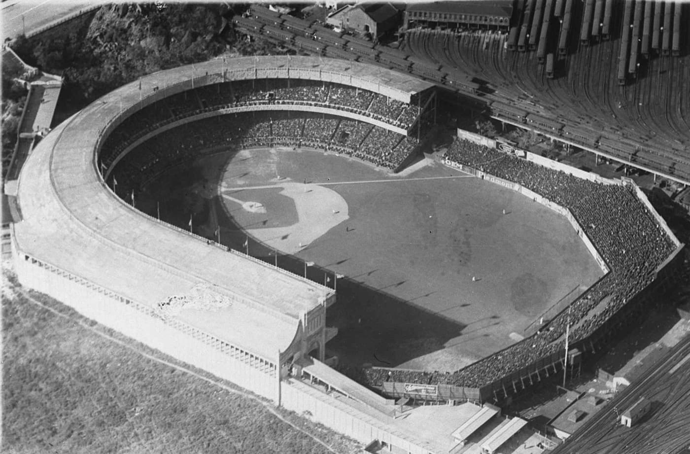 Aerial photo of the Polo Grounds in 1921.
